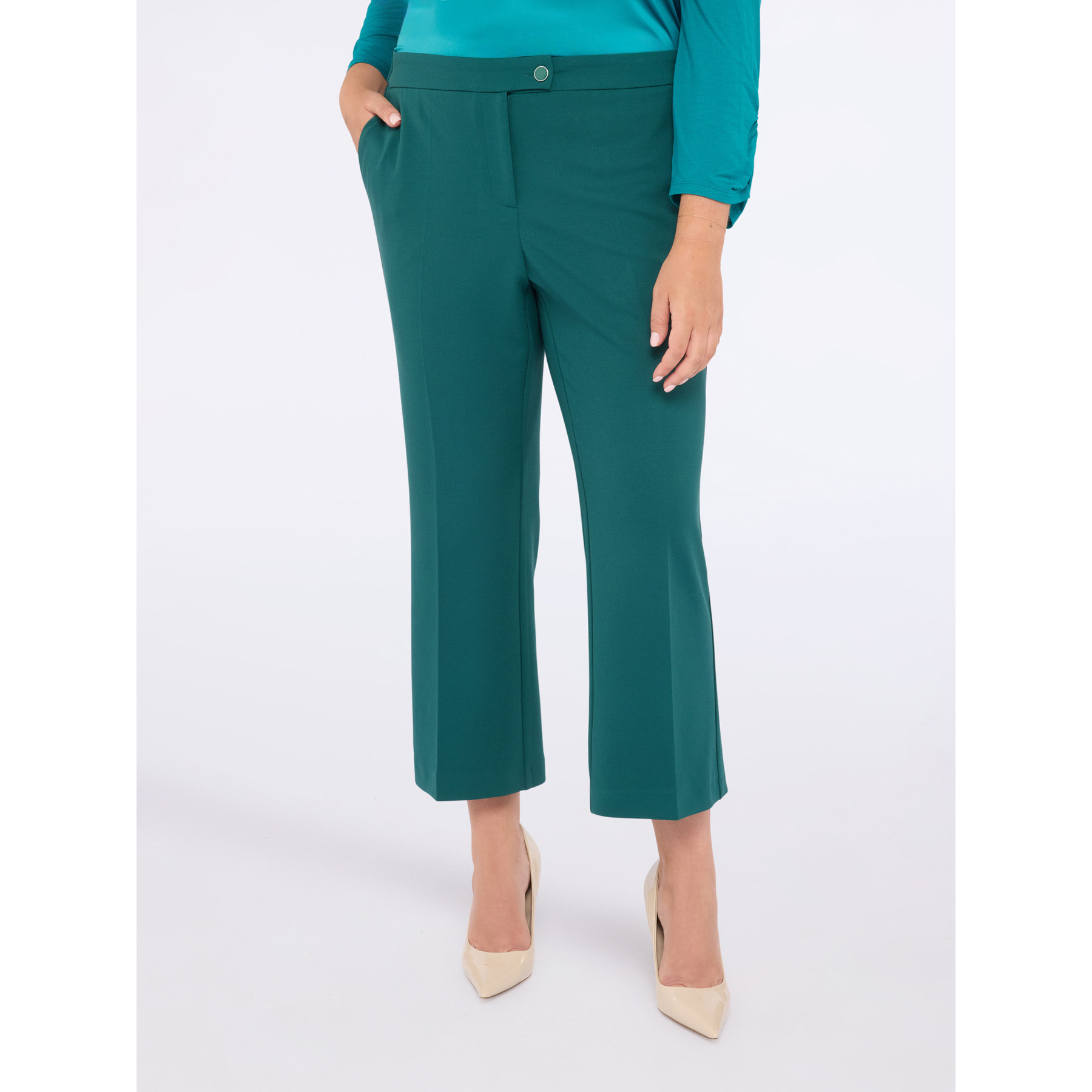 Fiorella Rubino - Pantaloni kick flare in tessuto stretch - Verde