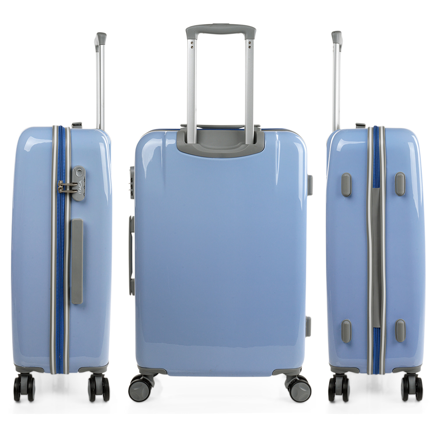 Juego De Maletas Pc Itaca Base Azul Azul Arcoiris