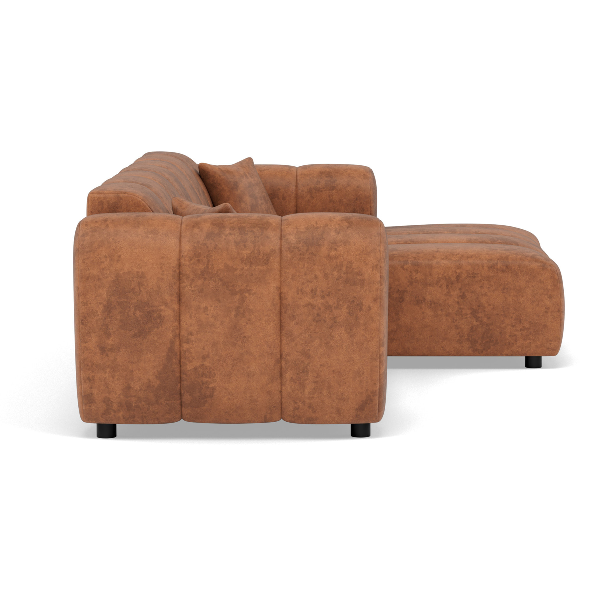 Curtis - canapé d'angle droit 4 places en simili - Cognac