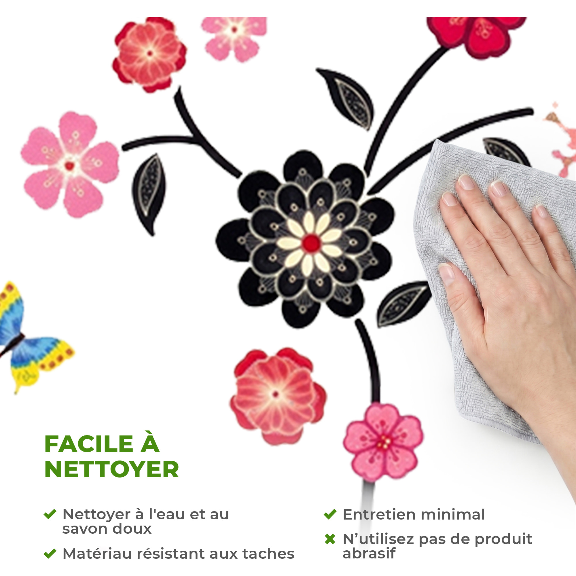 Stickers Muraux décoration adhésifs arbre en fleur, chat et papillons