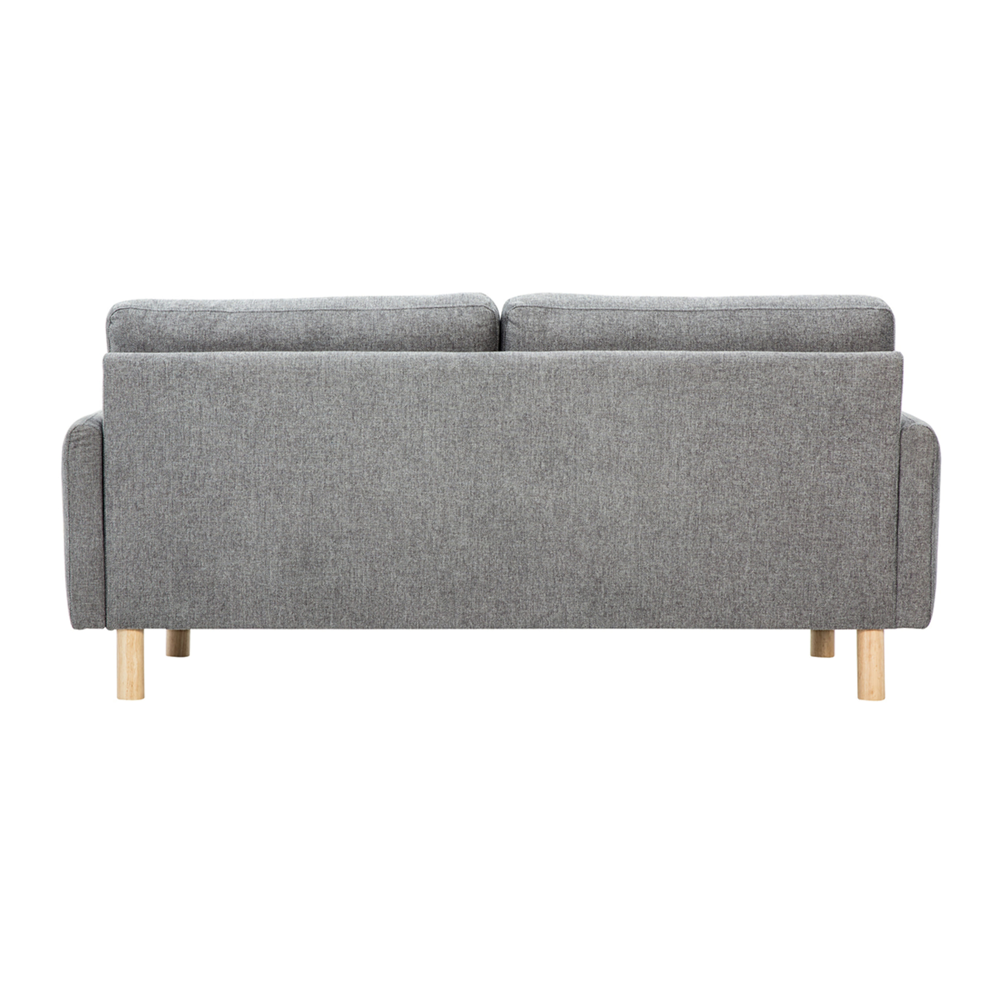 Canapé design 3 places en tissu effet velours texturé gris et bois clair BONO