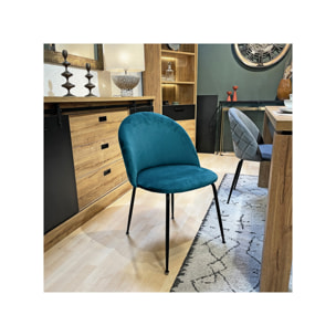 Chaise de repas tissu velours dossier capitonné pieds métal – CLEA 2