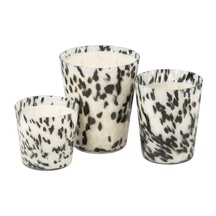 J-Line bougie parfumée Noa - Stone & Rock - verre - noir/blanc - large - 95H
