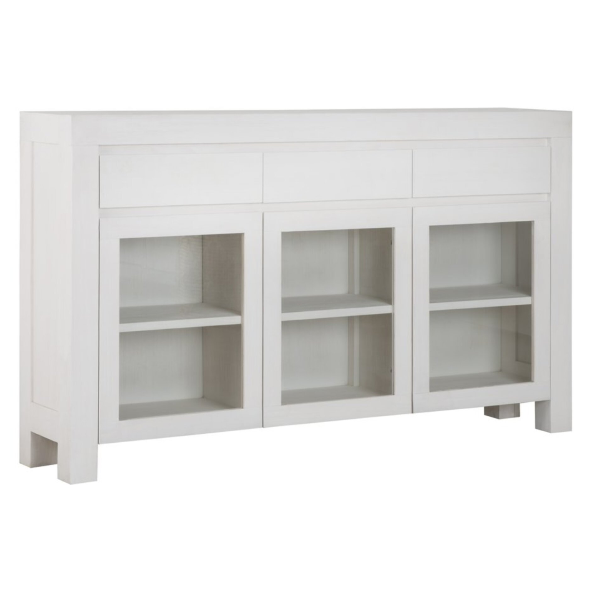 Buffet Liland -bois massif et panneau de mdf-couleur laqué blanc mat 147 x 86 x 30 cm