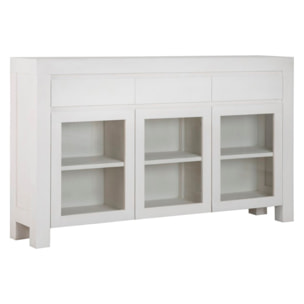 Buffet Liland -bois massif et panneau de mdf-couleur laqué blanc mat 147 x 86 x 30 cm