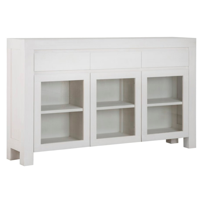 Buffet Liland -bois massif et panneau de mdf-couleur laqué blanc mat 147 x 86 x 30 cm