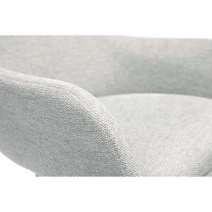 Tabourets de bar scandinaves pivotants 360° en tissu effet velours texturé gris clair et bois clair H65 cm (lot de 2) ALESS