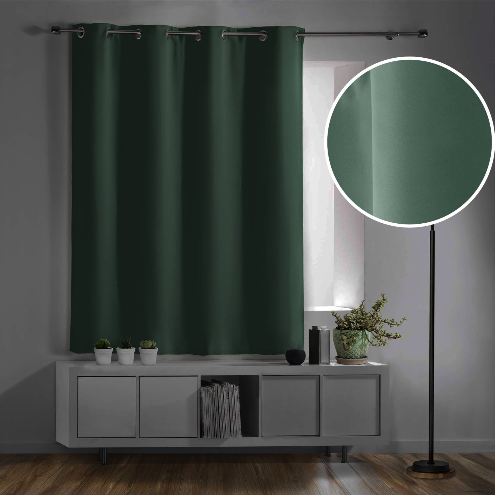 Rideau court obscurcissant 90 % adapté radiateur - Vert