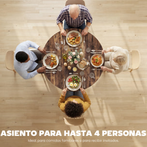 Mesa de Comedor Redonda, Mesa de Cocina para 4 Personas con Estante, Marco Metálico, para Sala de Estar, Ø100x76 cm, Marrón Rústico