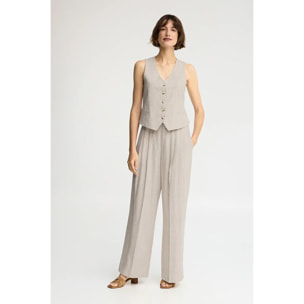 Pantalón Alice de lino color crudo de corte relajado con logo Polo Club