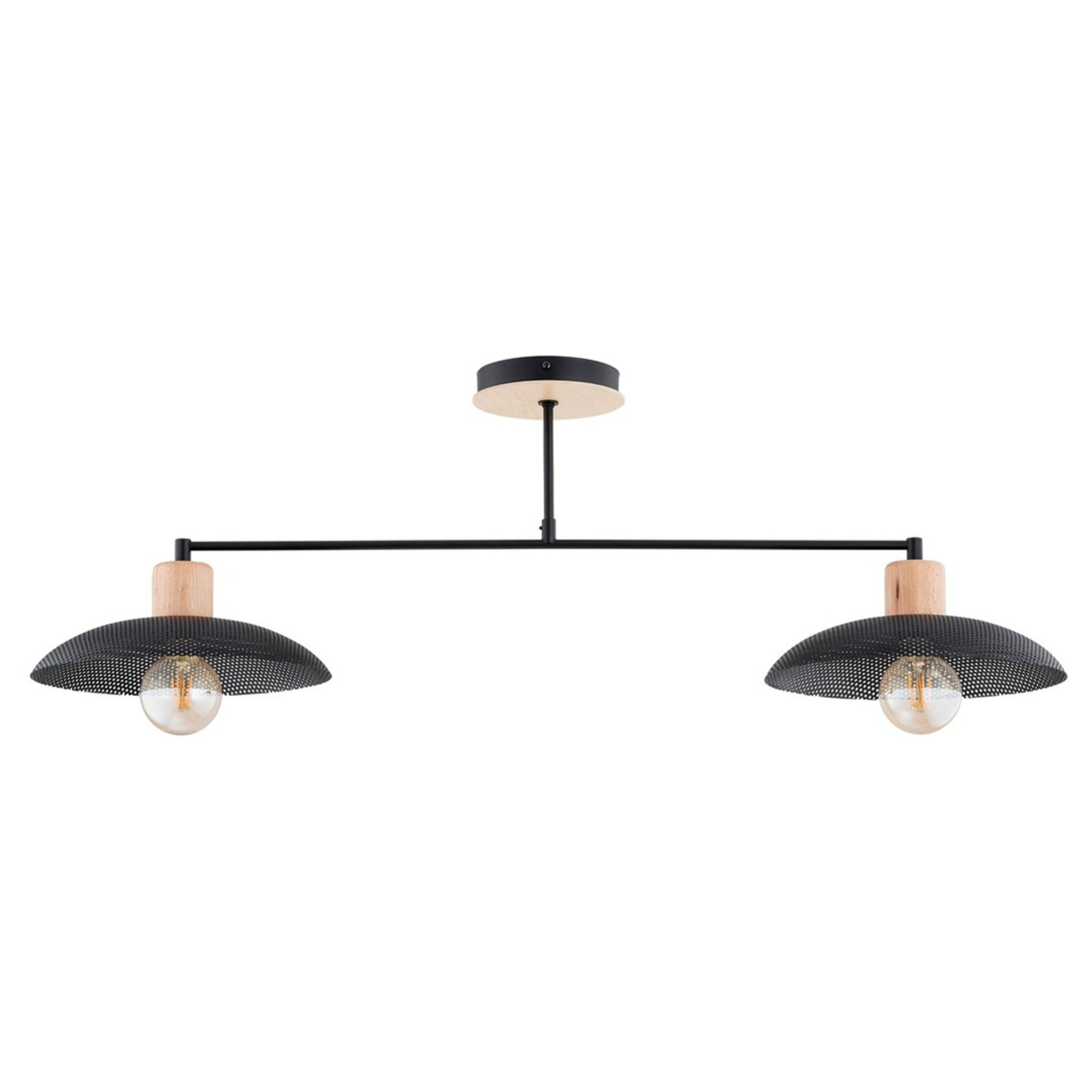 Lampada a sospensione KOBE in acciaio nero e legno naturale