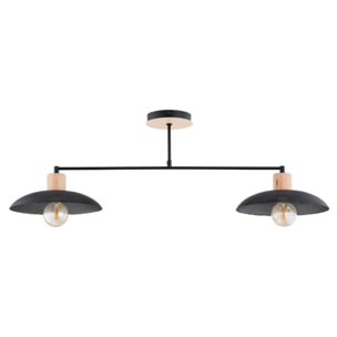 Lampada a sospensione KOBE in acciaio nero e legno naturale