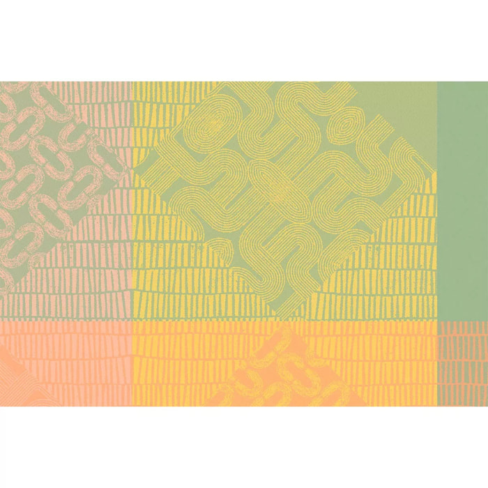 Set pur coton enduit motif jacquard Mille empreintes pastel