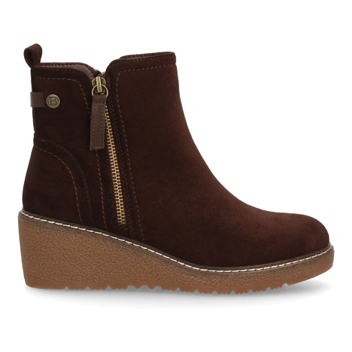 Botin de cuña para mujer, comodo y diseño elegante. Detalles de costura y doble cremallera