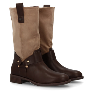 Bota plana mujer diseño doble tono