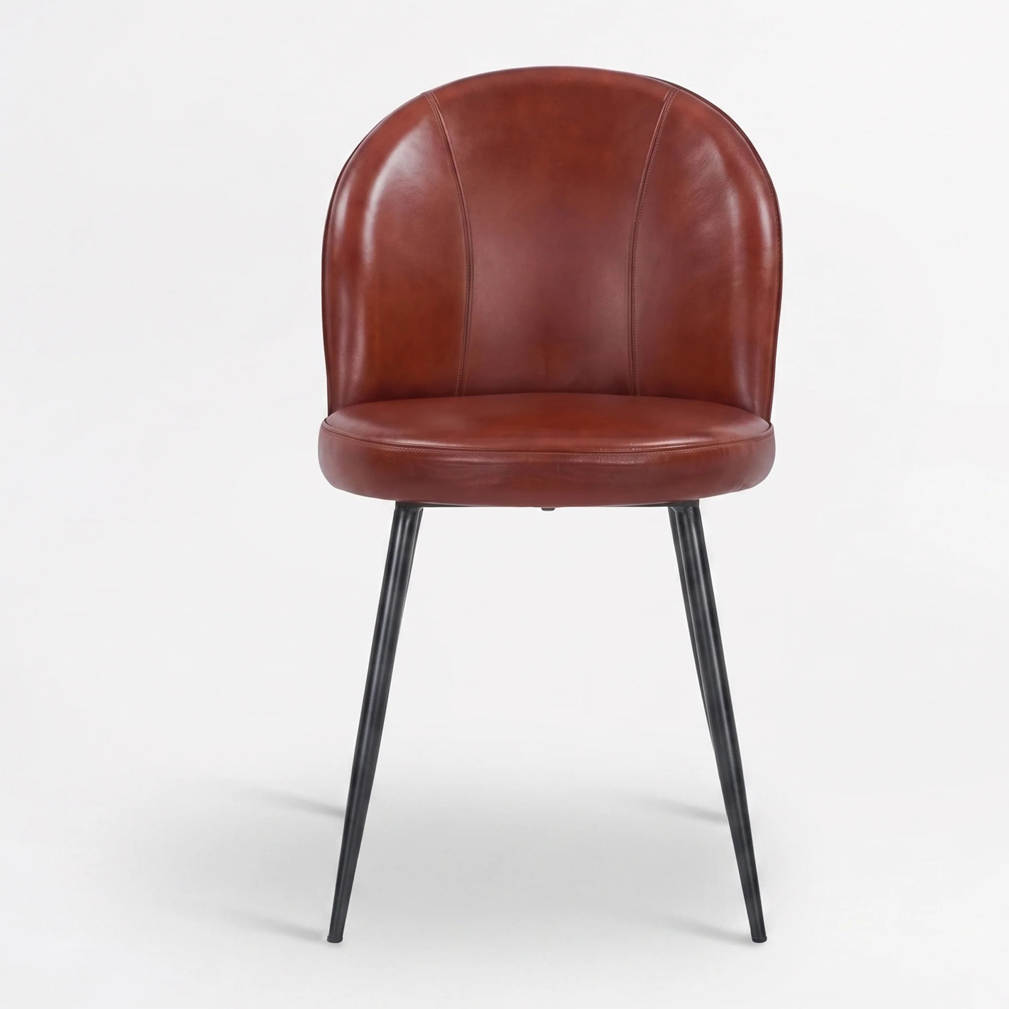 Lot de 2 chaises en cuir de buffle marron rouge - Célestin