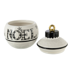 J-Line pot de conservation Noël Boule Ronde Dolomie - céramique - noir/blanc
