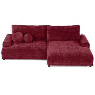 Nelly - canapé d'angle droit 4 places convertible avec coffre en velours texturé - Prune