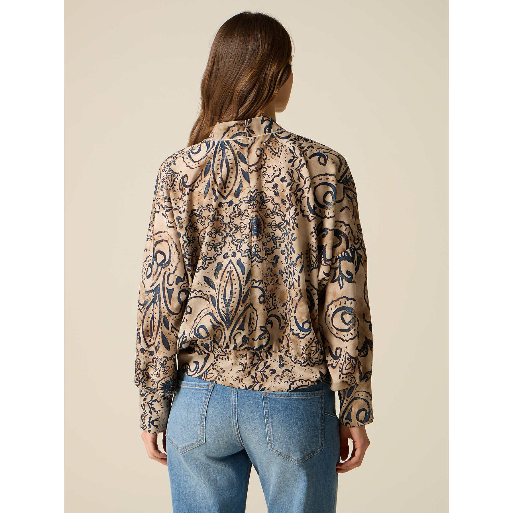 Oltre - Blusa estampada cruzada - Beige