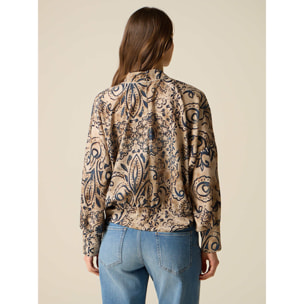 Oltre - Blusa estampada cruzada - Beige