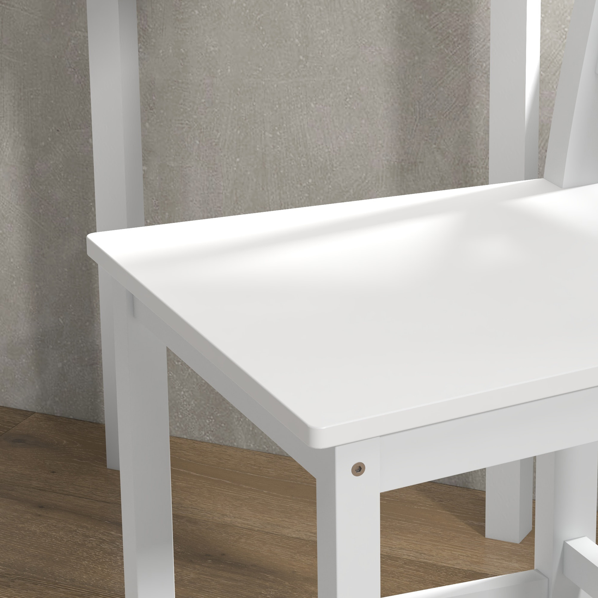 Juego de 2 Taburetes Altos de Cocina, Taburetes de Bar de Madera con Reposapiés y Respaldo Cruzado, Carga 120 kg, para Comedor, Mostrador, Blanco