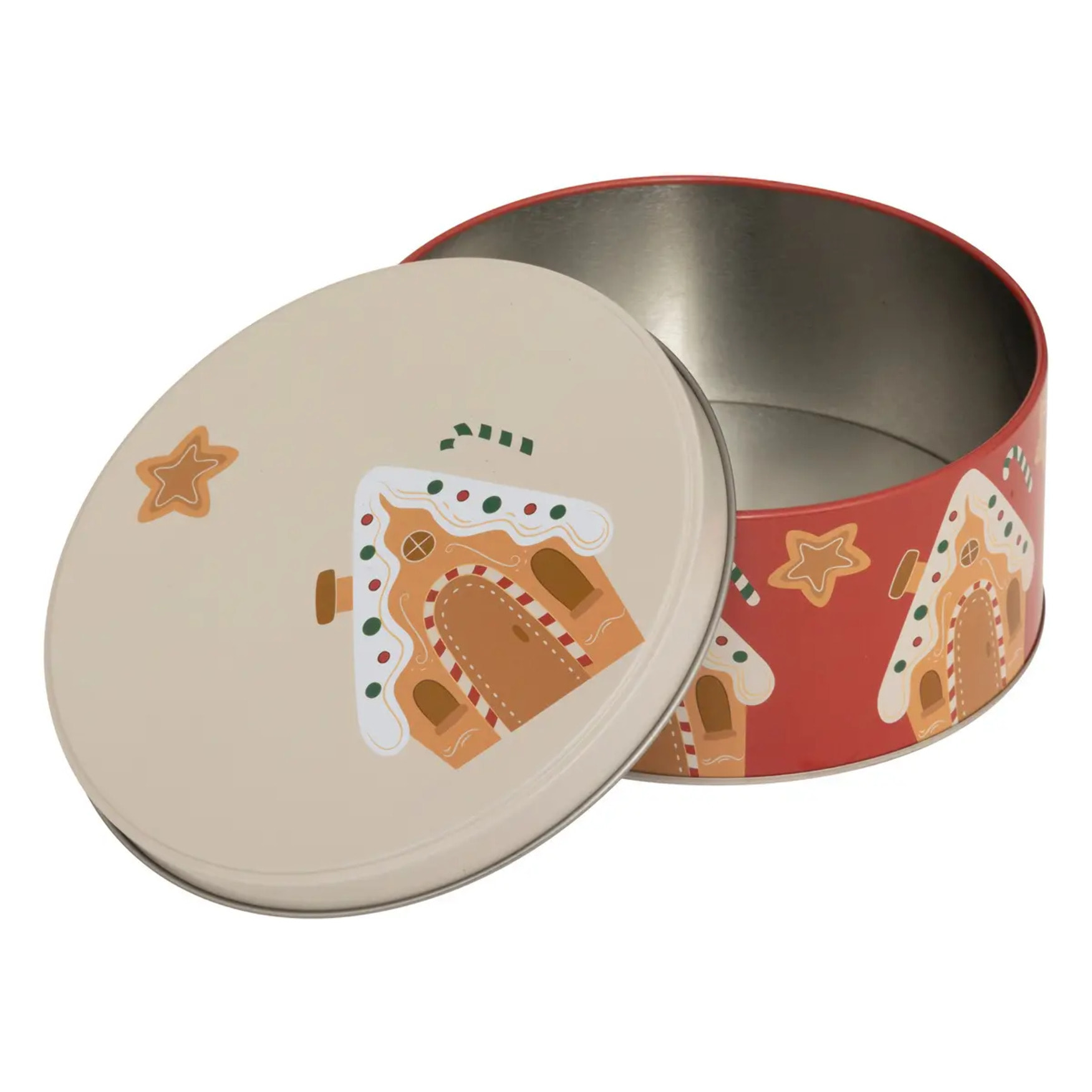 Boîte de conservation Noël 2,4L rond en métal