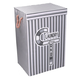Cestone in tessuto laundry grigio con coperchio cm40x30h60