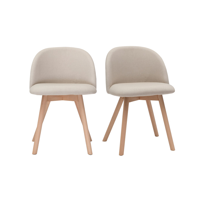 Chaises scandinaves en tissu naturel et bois clair massif (lot de 2) CELESTE