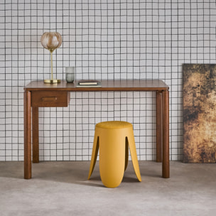 Bureau bois d'hévéa placage chêne 1 tiroir noyer - L 120 x l 60 x H 75 cm - Garance