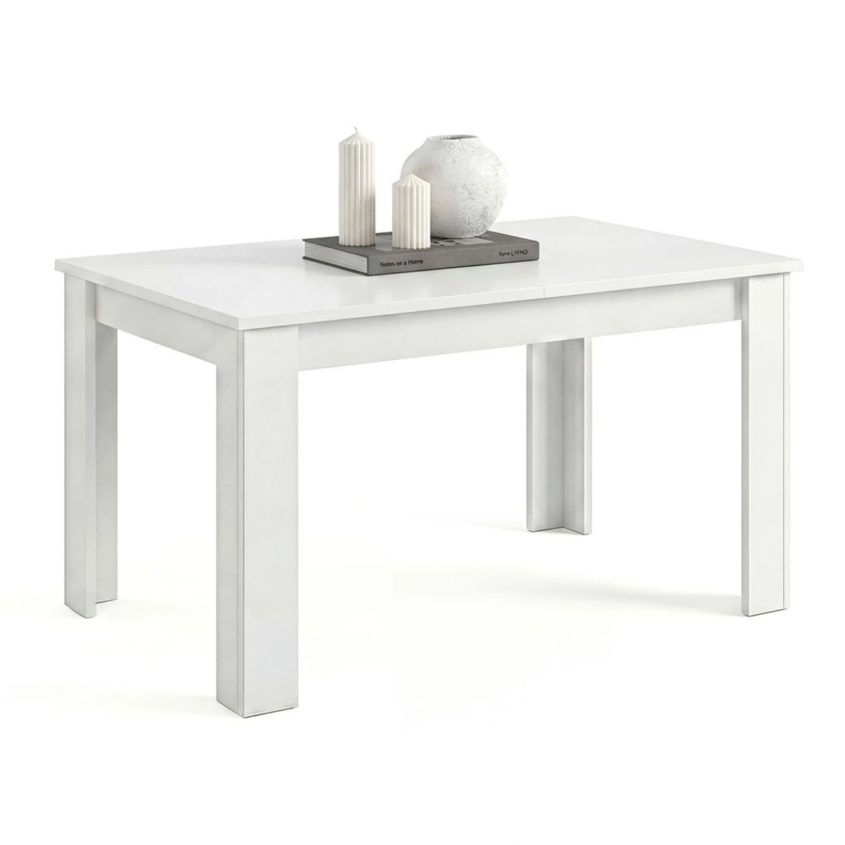 Mesa de comedor extensible en blanco artik 123-173x75 cm Sira Blanco Artik (Blanco Mate)