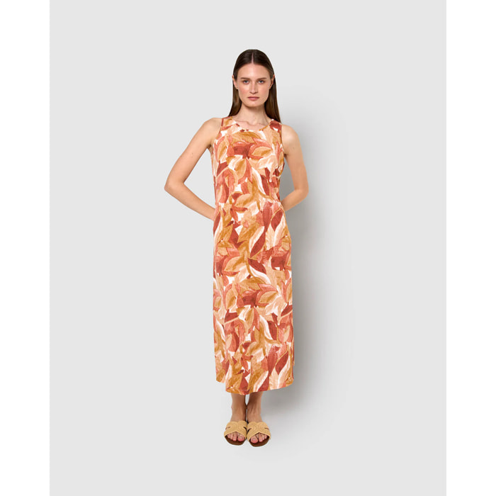 Vestido largo tirantes crepe nalini teja