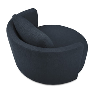 Fauteuil pivotant "Adam" en bouclé bleu foncé
