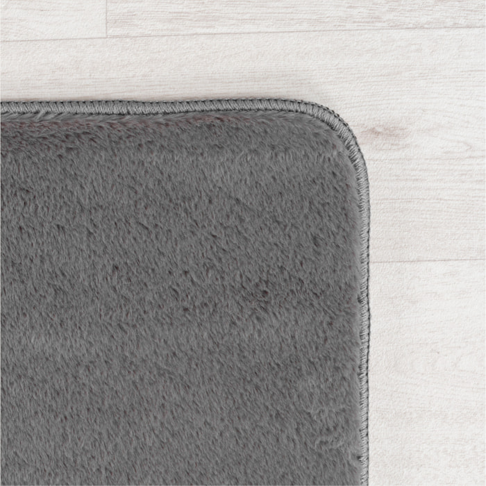 ALBA - Tapis rond doux gris à poils courts
