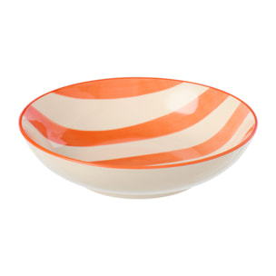 J-Line Assiette Profonde Lignée - céramique - orange/blanc - 6 pièces