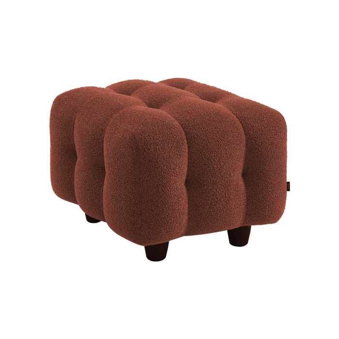 Pouf. module pour canapé. repose-pieds pour canapé 2 places en bouclette texturée terracotta L 69 x P 59 x H 48cm - Leon