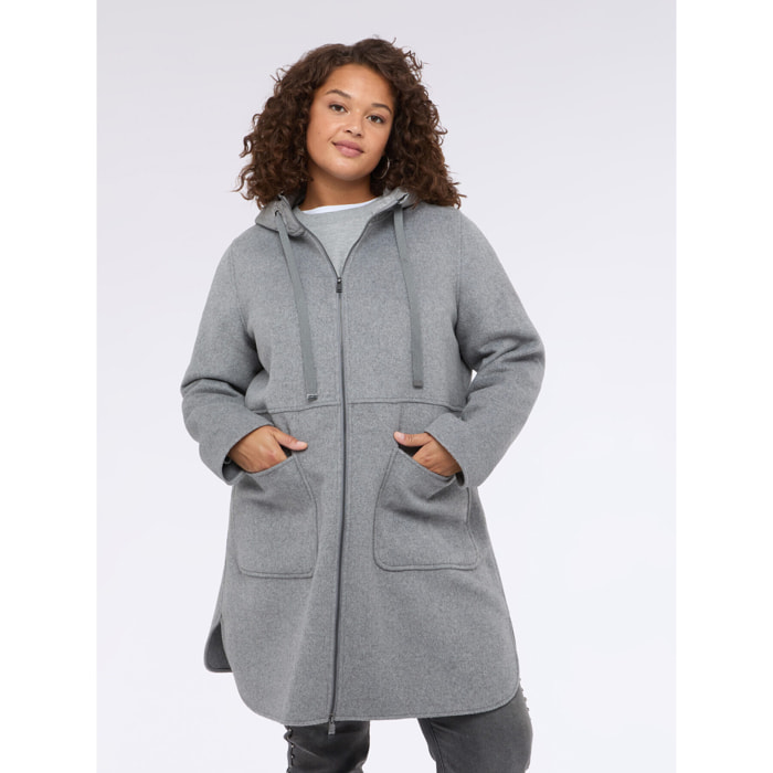 Fiorella Rubino - Cappotto in misto lana con cappuccio in nylon - Grigio