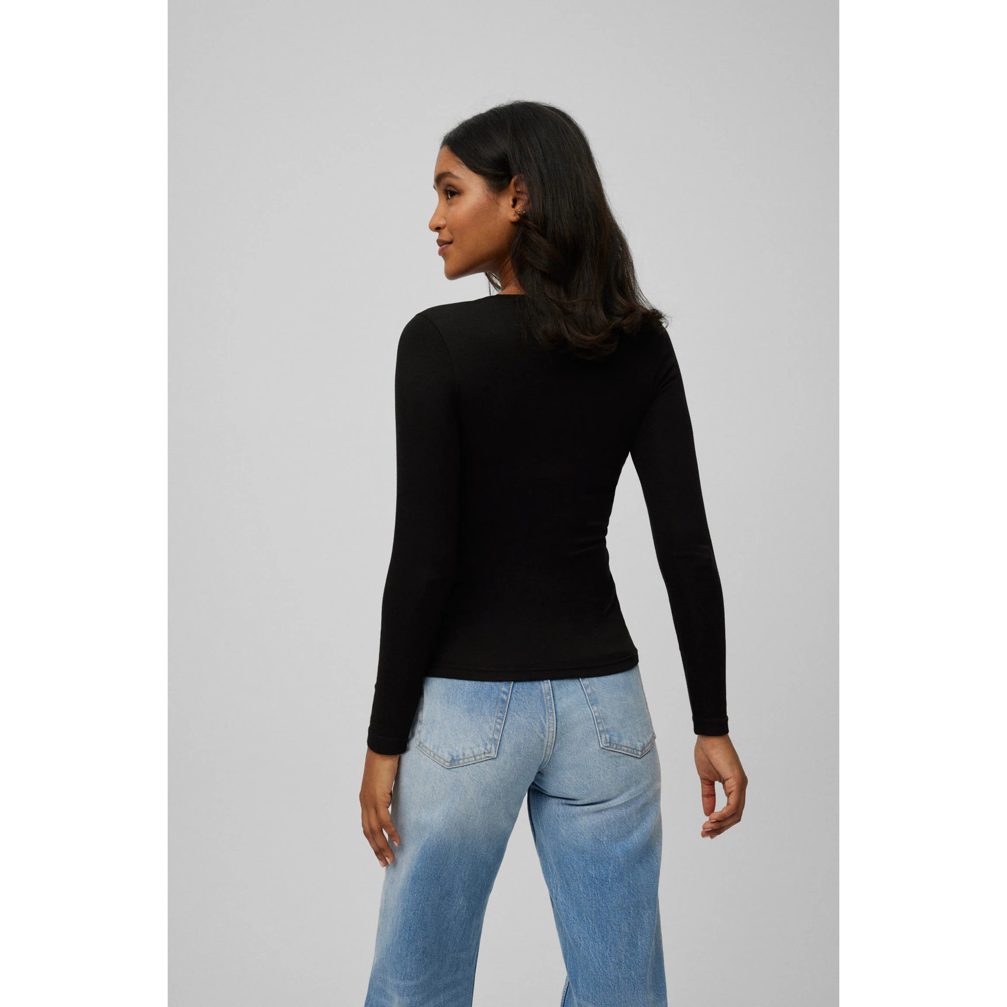 T-shirt termica da donna a maniche lunghe con scollo a V
