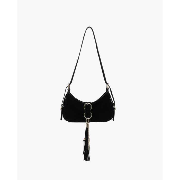 Bolso de piel con hebillas plateadas de mujer