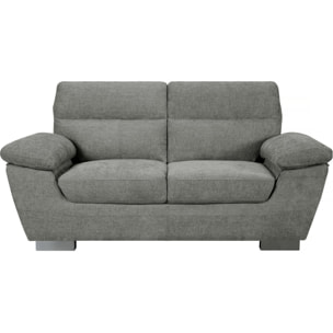 Canapé fixe en tissu "Dallas" - 169 x 88 x 90 cm - 2 places - Gris