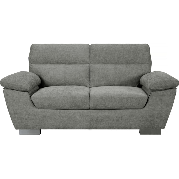 Canapé fixe en tissu "Dallas" - 169 x 88 x 90 cm - 2 places - Gris