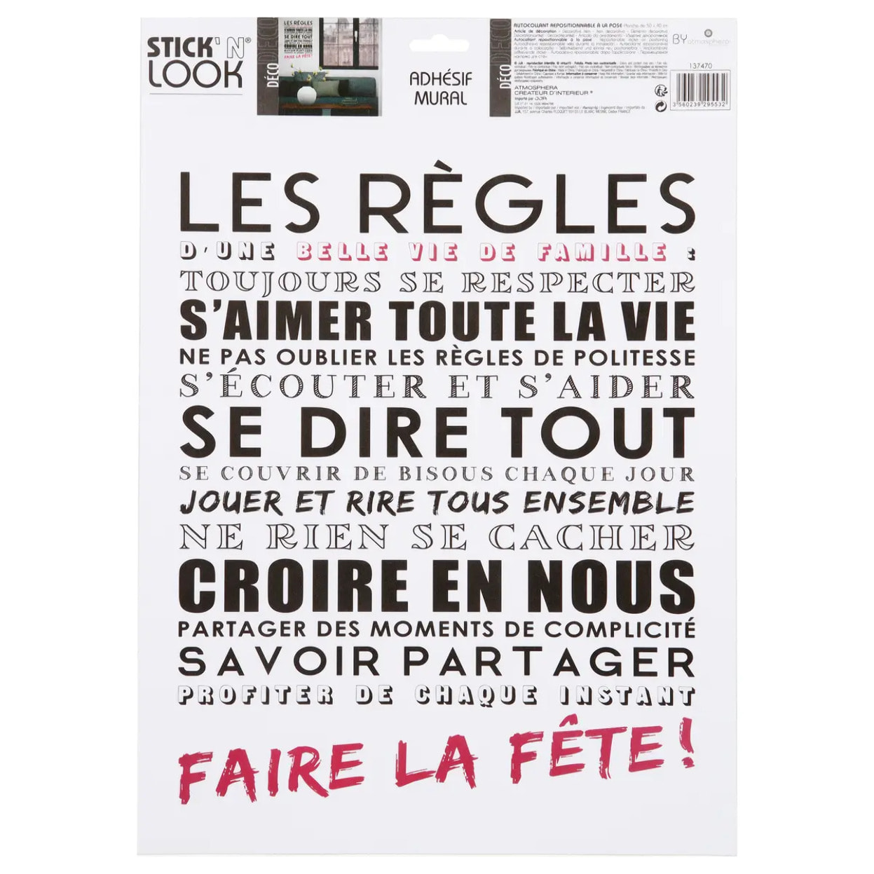 Sticker texte "Règles" - 30x40 cm