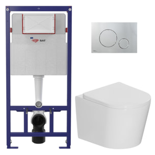 Pack WC bâti-support léger 112 cm ECO 2L Swiss Aqua Technologies + WC suspendu Ceramia + plaque chrome brillant (STECE14WT05-FR)