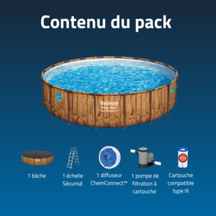 Bestway Piscine hors sol tubulaire ronde Bestway Power Steel Swim Vista 549 x 122 cm décor bois