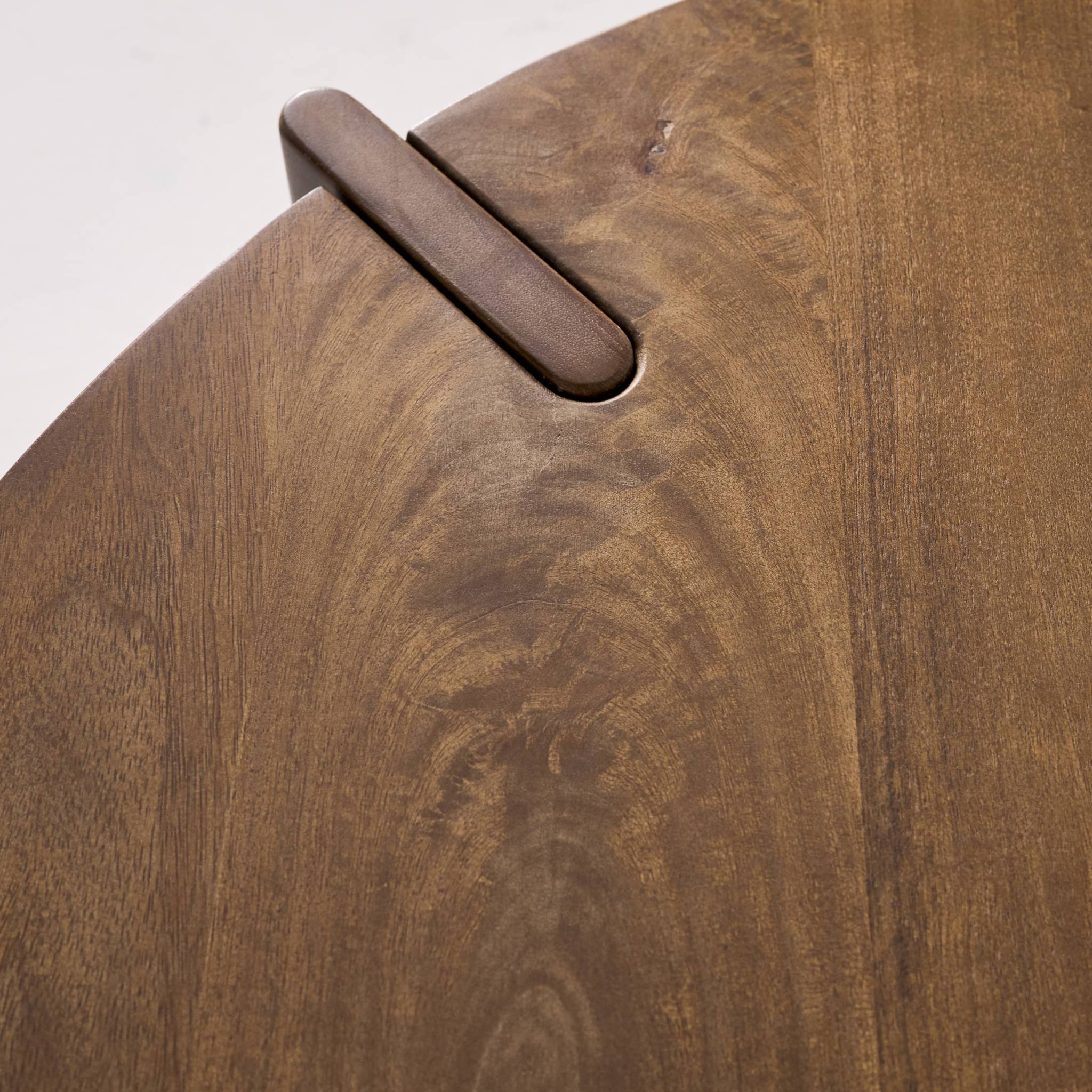 Table basse ronde en bois de manguier massif noyer 80 cm - Reva