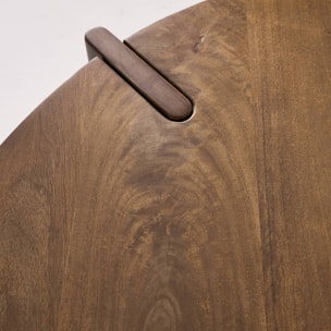 Table basse ronde en bois de manguier massif noyer 80 cm - Reva