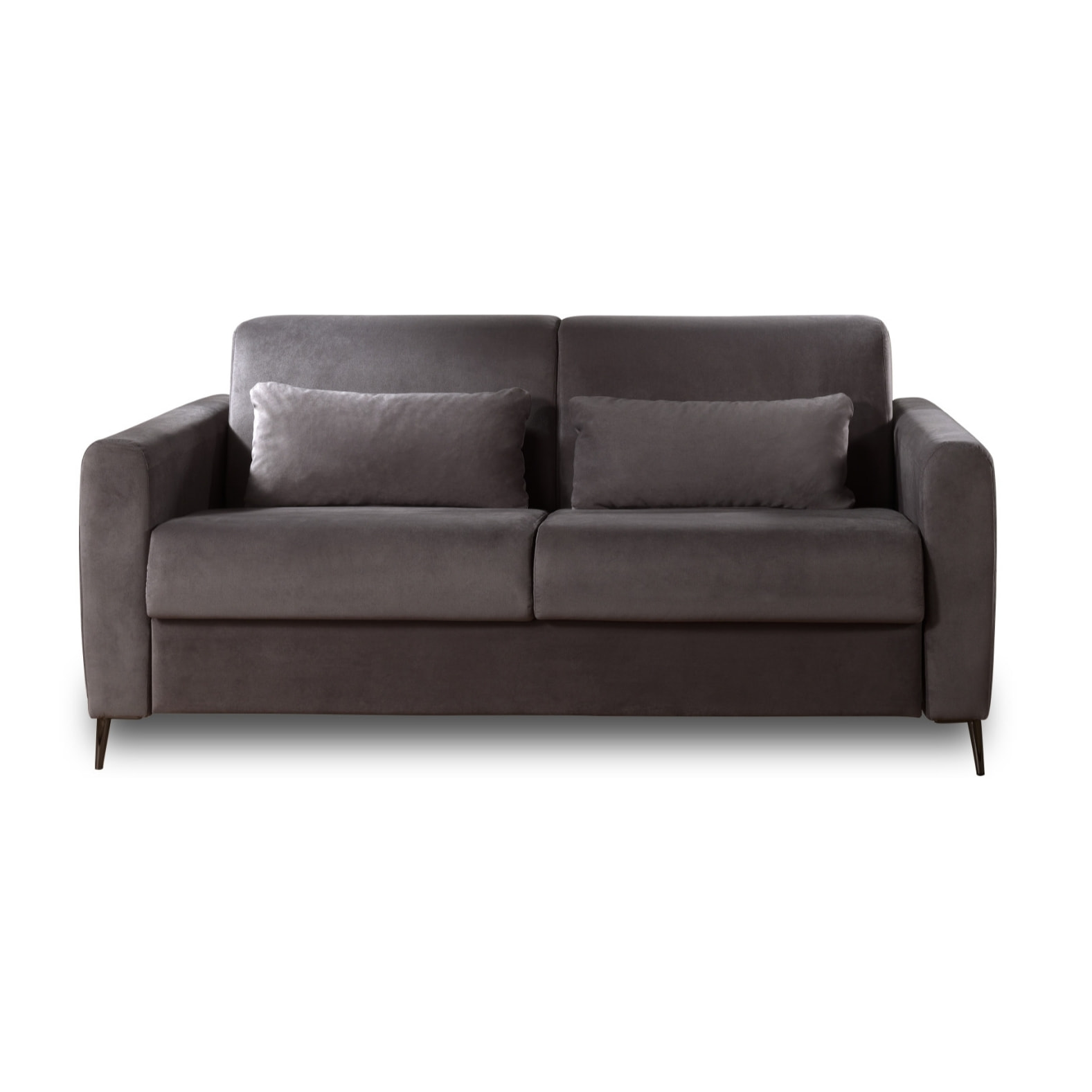 Owen - canapé 3 places convertible - couchage quotidien - matelas 12 cm - en velours - Gris foncé