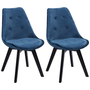 Lot de 2 chaises en velours NORA bleues avec coussin