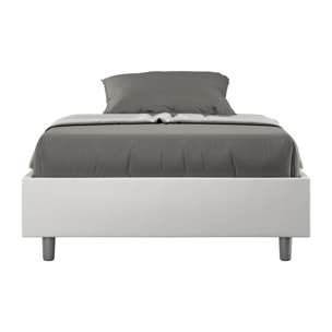 Letto una piazza e mezza contenitore imbottito 120x190 similpelle bianco Azelia