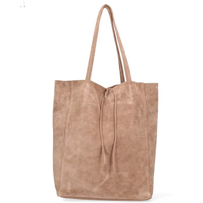 Borsa a mano da donna Made in Italy - Modello Lumena Prime - 100% pelle scamosciata - 28.0 x 35.5 x 12.5 cm