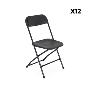 Lot de 2 tables de réception pliables en plastique gris 180cm + 12 chaises d'appoint. table de camping